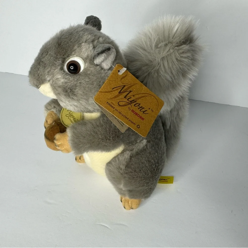 Miyoni by Aurora Gray Squirrel with Acorn Stuffed Animal Plush New with Tags 8”‎